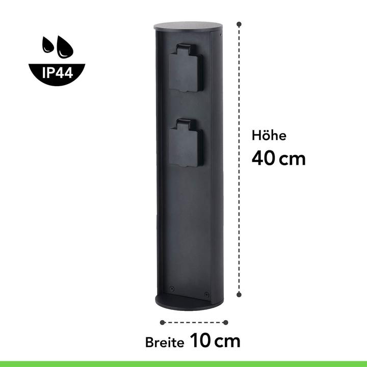 Immagine prodotto ECO-Light Distributore di corrente con 2 prese Colonna portaprese IP44 nero (2 x)