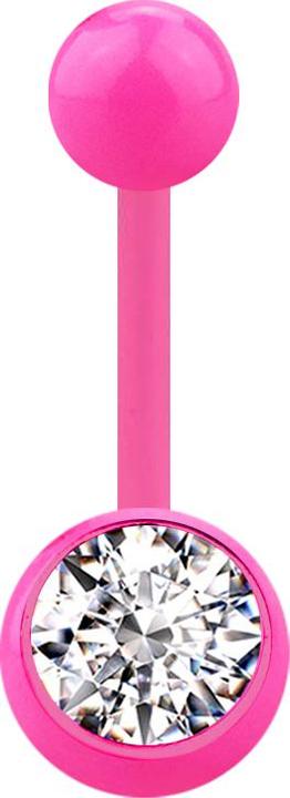 Star Piercing Banane pink mit Kugel und Kugel Kristall silber (ohne Messing, Acryl)