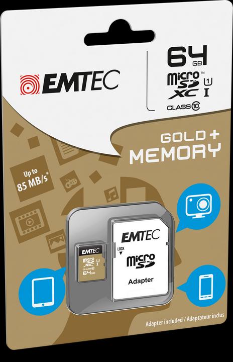 Immagine prodotto Emtec oro+ (64 GB, microSDXC, U1, UHS-I)