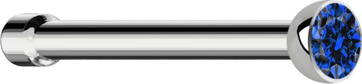Star Piercing Nasenstecker gerade silber mit Kristall dunkelblau (Titan G23, ohne Messing)