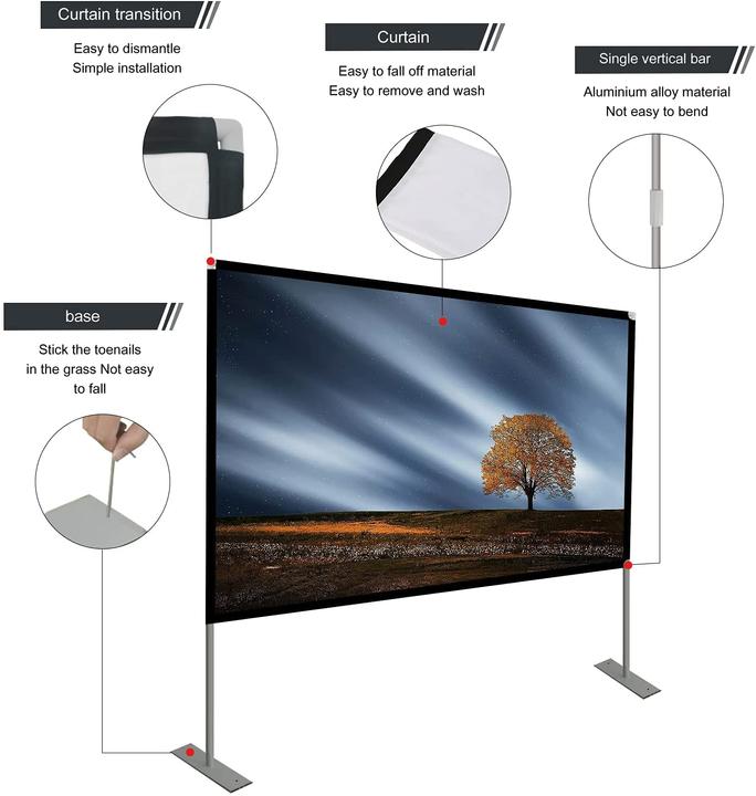 Produktbild Hoin Leinwand mit Standfuss, 80 Zoll, tragbar