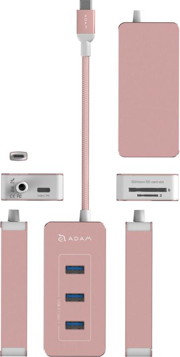 Actual product image Adam Elements CASA Hub PDC601- 6-port hub with card reader for memory cards, rose gold (USB-B, 6 Ports)