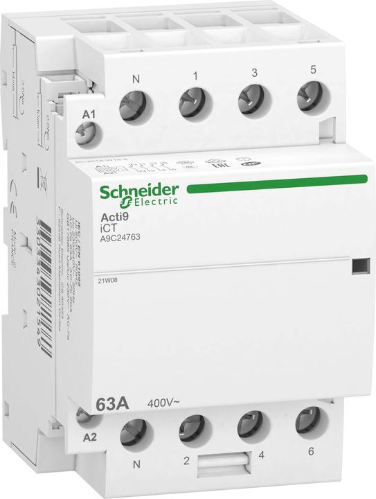 Actual product image Schneider Electric SE A9C24763 Installation contact iCT, 63A, 3P+N, 4 NO contacts, 220/240V 5