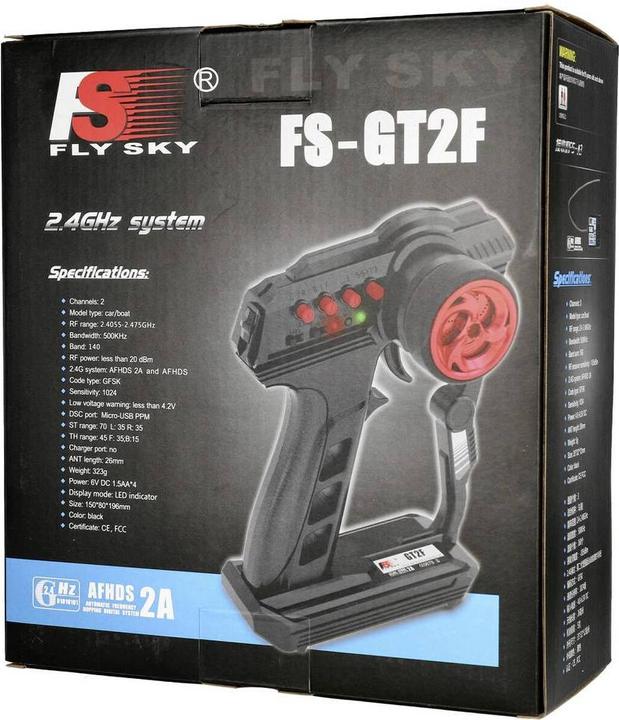 Image du produit Fly Sky FlySky FS-GT2F Télécommande à poignée pistolet 2,4 GHz Nombre de canaux : 2 Récepteur incl.