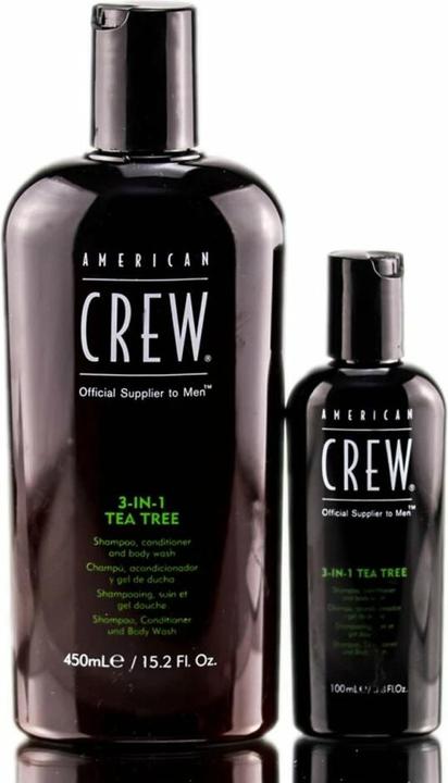 Actual product image American Crew Hair & Body 3-in-1 Tea Tree Refreshing Shampoo, Conditioner and Body Wash 100 ml (100 ml, Liquid shampoo)