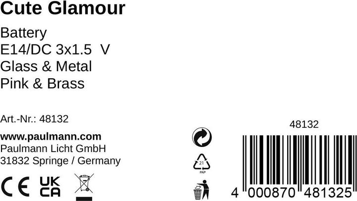 Nutritional values and ingredients Pauleen Mobile table lamp Cute Glamour (15 lm, E14)