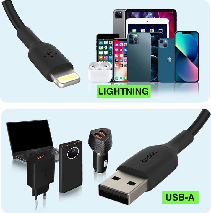 Actual product image Belkin USB charging cable Boost Charge USB-A - Lightning 0.15 m (0.15 m, USB 2.0)