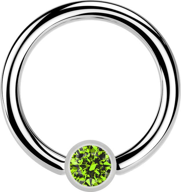 Star Piercing Ball Closure Ring silber und Kristall hellgrün (ohne Messing, Chirurgenstahl 316L)
