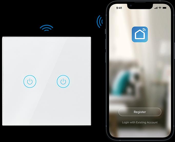 Actual product image LogiLink Smart Home Wi-Fi Wall Switch 2-Fold