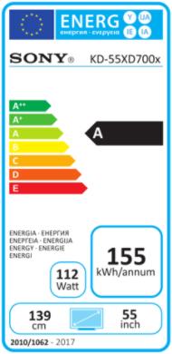 Energy Label Sony Kd-55xd7005 (55", LCD, 4K)