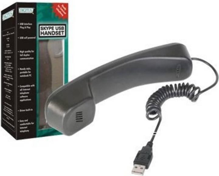 Produktbild Digitus Telefon Hoerer USB fuer Skype MSN ICQ X-lite Dialpad MediaRing Net2phone etc. schwarz