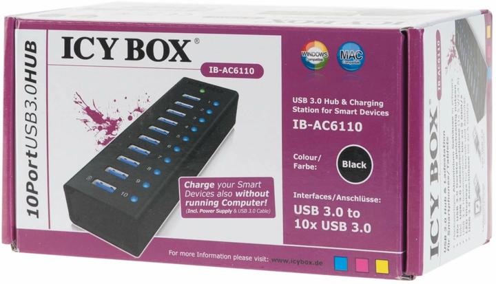 Actual product image Icy Box Ib-Ac6110 (USB-B, 10 Ports)