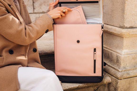 Actual product image Beaba Oslo changing rucksack - dusky pink