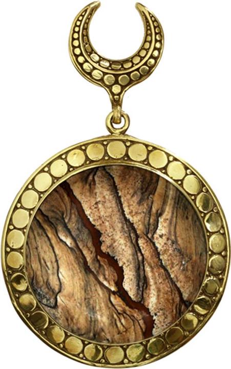 Image du produit Star Piercing Sellette pendentif plaqué or avec pierre de Jaspe Picture (Laiton, Minéral)