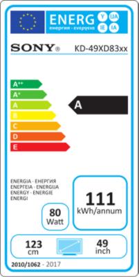 Label énergétique Sony Kd-49xd8305 (49", LCD, 4K)