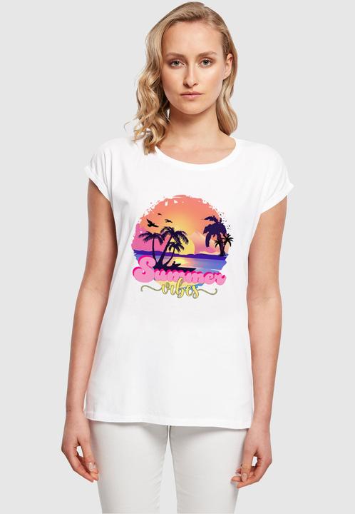 Actual product image Merchcode Ladies Summer Vibes Sunset Extended Shoulder Tee - 116527 (S)