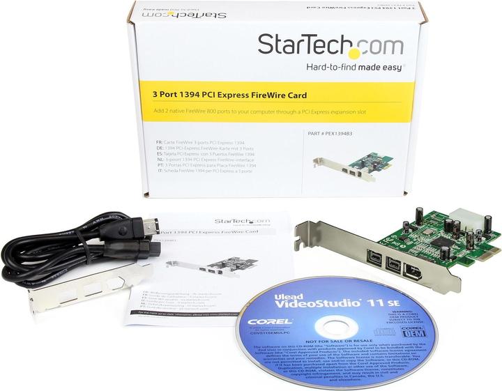 Actual product image StarTech 3 Port PCI-E 1394b FireWire 800 Card