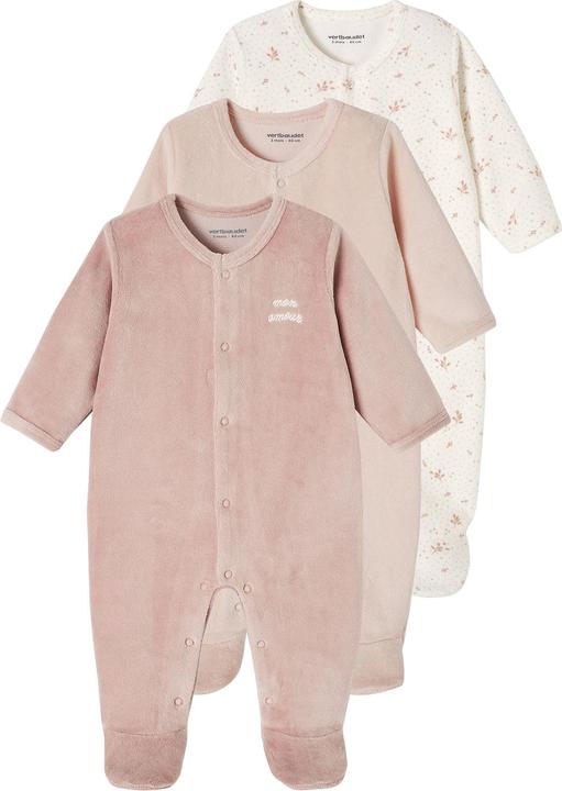 Actual product image Vertbaudet 3er-Pack Baby Samt-Strampler BASIC (68)