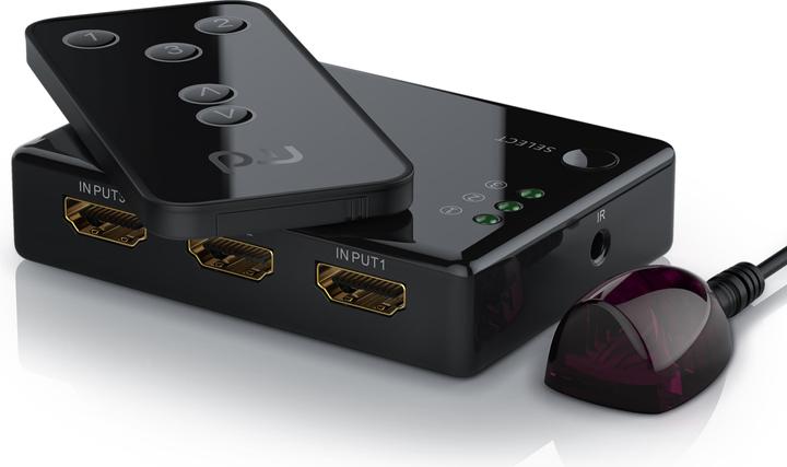 Primewire HDMI Switch 4k Ultra HD, 3 Port Verteiler mit Fernbedienung, 4K, 3D, CEC, ARC