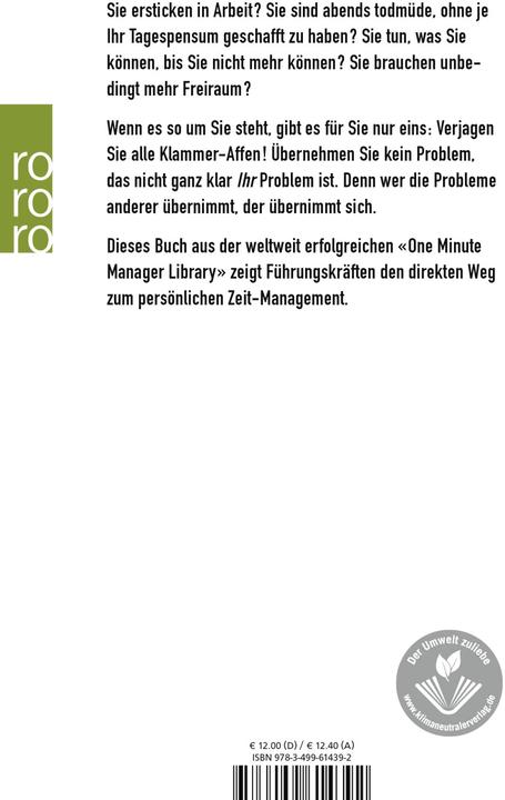 Produktbild Der Minuten Manager und der Klammer-Affe (Deutsch, Kenneth Blanchard, 2002)