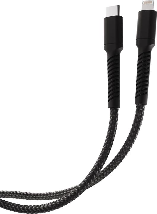Produktbild Vivanco Longlife Lightning Kabel, Nylon, USB-C Stecker <> Lightning Stecker, 27W, schwarz, 2,5m (2.50 m, USB 2.0, 30 W)