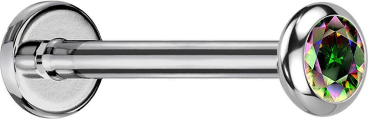 Immagine prodotto Star Piercing Micro Threadless Labret argento disco arrotondato cristallo scuro multicolore (Titanio G23, senza ottone)