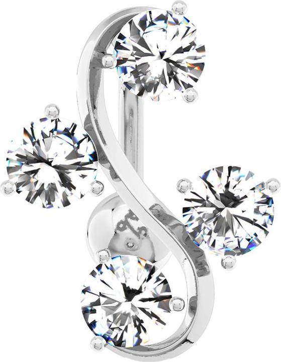 Immagine prodotto Hollywood Body Jewelry Banana argento con pallina Vite con quattro cristalli argento (Acciaio chirurgico 316L, Ottone)