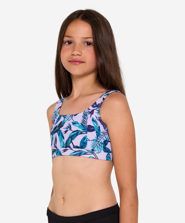 Image du produit Olaian Haut de maillot de bain brassière fleuri réglable Fille - 500 Nora violet