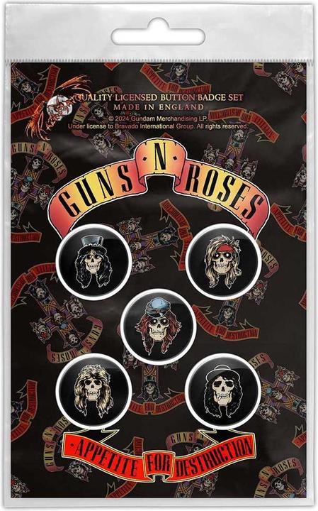 Guns N Roses AnsteckerSet Appetite For Destruction 5erPack Kunststoff Metall