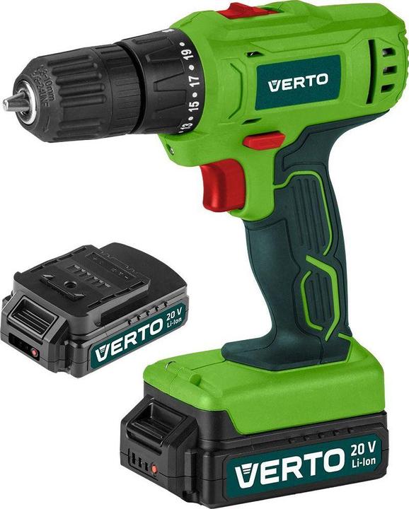 Verto 50G291 20 V drill, 2 x 1.5 Ah battery (Rechargeable battery operated)
