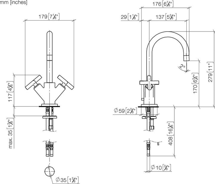 Produktbild Dornbracht Tara Einloch Waschtischbatterie, mit Ablaufgarnitur, Ausladung 135 mm, 22512892