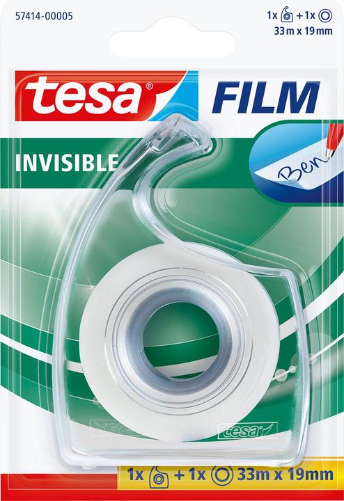 tesa 1x tesafilm INVISIBLE avec dévidoir manuel, invisible mat, résistant au vieillissement et à la