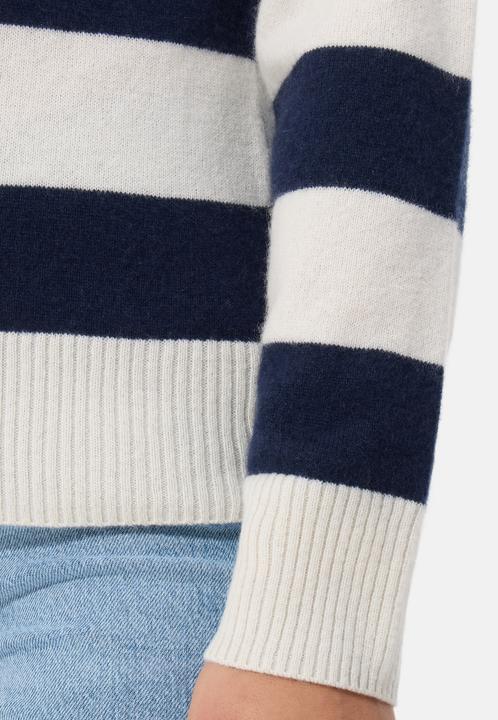 Actual product image Cash-Mere Kaschmir Pullover mit Polokragen gestreift (S)