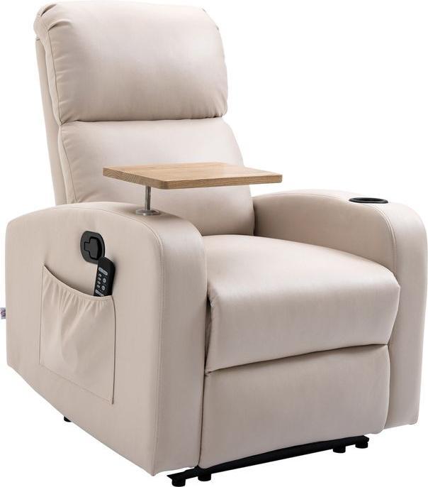 Swisshandel24 Relaxsessel mit Massage und FB, Fernsehsessel, Mikrofaser, Beige