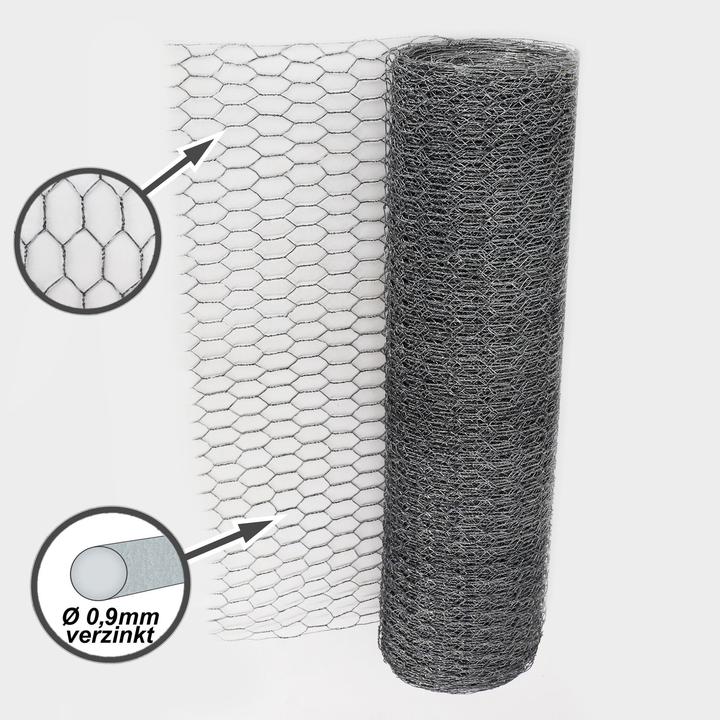 Produktbild Aquagart 60m Sechseckgeflecht Kaninchendraht Hasengitter Hasendraht 50cm 25mm x 25mm