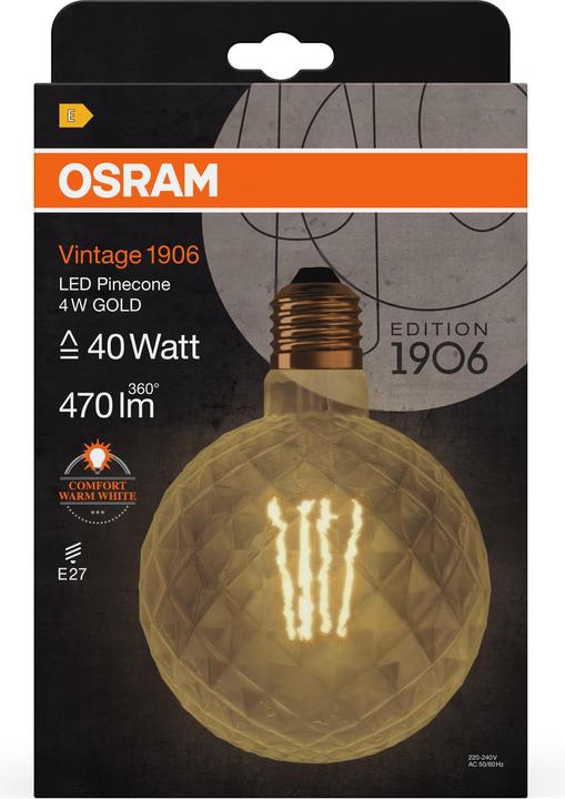 Immagine prodotto Osram Pino LED del 1906 Vintage 1906 (E27, 4.50 W, 470 lm, 1 x, E)