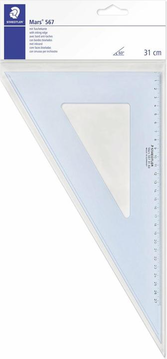 Image du produit Staedtler Triangle à dessin Mars, 45 degrés, hypoténuse : 320 mm en plexiglas, avec arête pour l'encre de (310 mm)