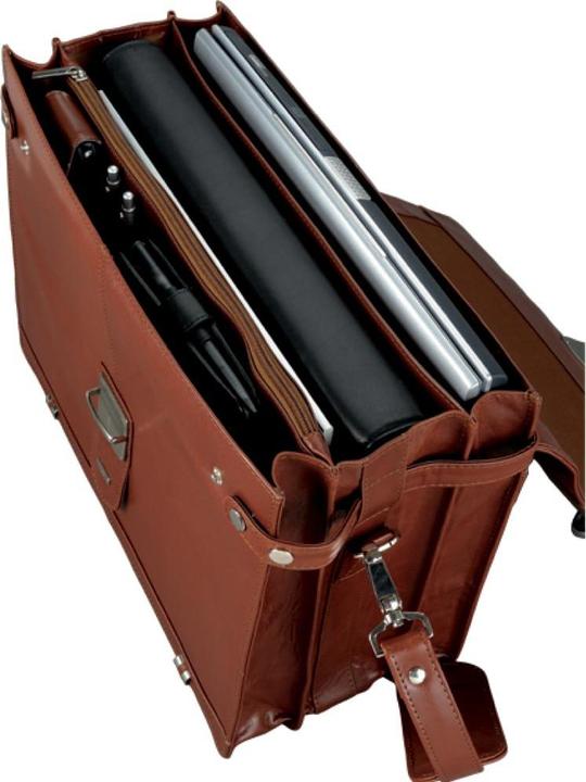 Actual product image Alassio 47124 - Briefcase MOCCA, genuine leather, approx. 38 x 30 x 16 cm, cognac (15")