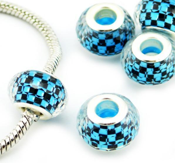 Hermex Bead versilbert 925 - Silbrig Blau (Silber 925)