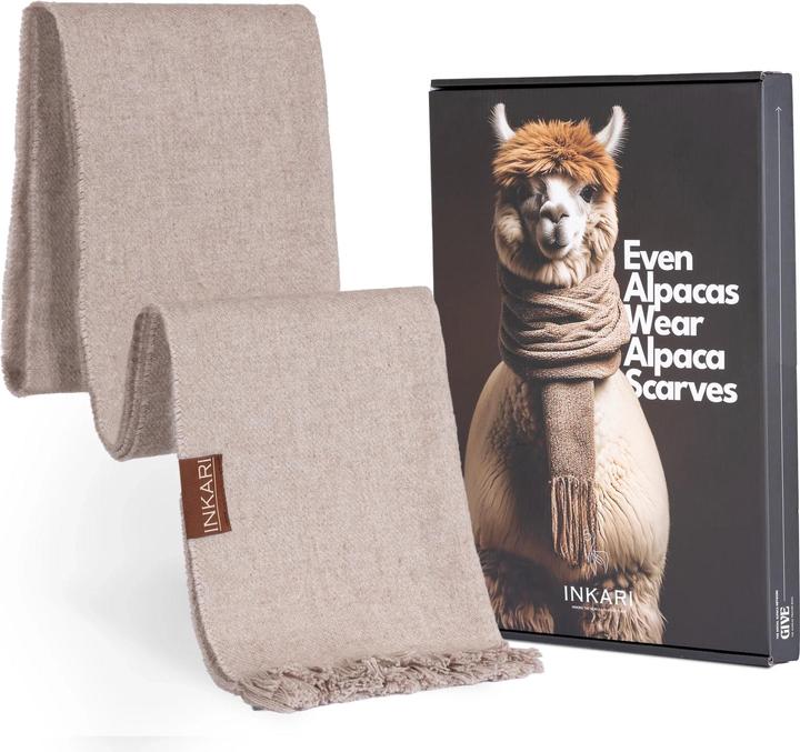 Immagine prodotto Inkari Elegante (200 x 40 cm) - Sciarpa di alpaca - Nocciola
