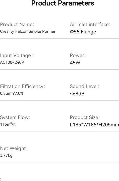 Produktbild Creality Desktop Falcon Smoke Purifier Yw45 (Reinigung)