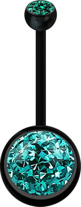 Produktbild Star Piercing Banane schwarz mit Kugel Kristall türkis und Kugel Kristall türkis Epoxy Schutzschicht (ohne Messing, Bioflex)