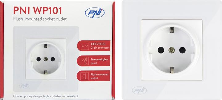 Produktbild PNI Einfache Einbausteckdose WP101 mit Glasrahmen, 16A, 4000W, 230V