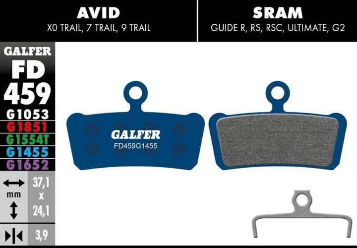 Galfer Bike GALFER Brake Pad FD459 Road "Avid Elixier X.0 / Trail 7,9 / Sram Guide" (SRAM, Avid, Trickstuff, Semi-Metallisch)