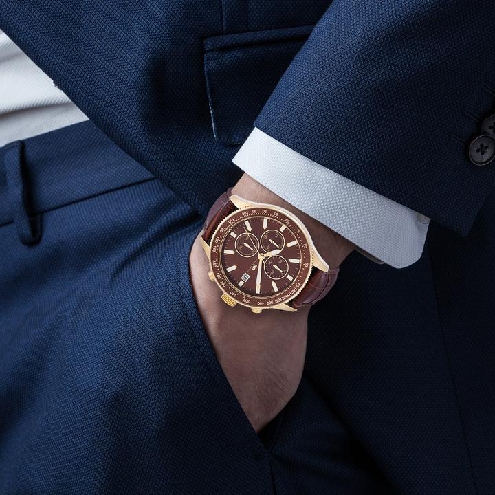 Immagine prodotto Cronografo da uomo Carthago II in vera pelle marrone - 31950 (Cronografo, 43 mm)