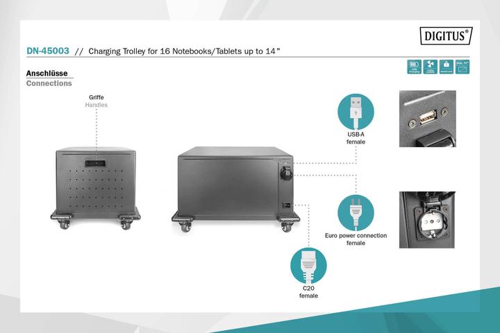 Actual product image Digitus Charging Trolley for Notebooks / Tablets up to 14 inch