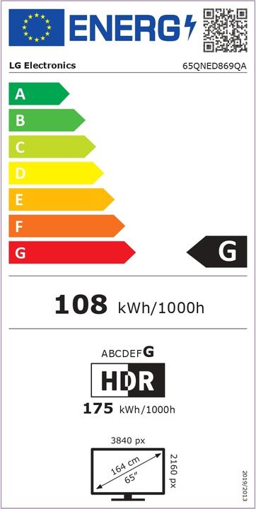 Etichetta energetica LG 65QNED869QA (65", QNED86, LED, 4K, 2022)