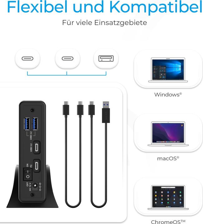 Image du produit Icy Box IB-382H-C31 Boîtier avec hub USB (3.5", 2.5")