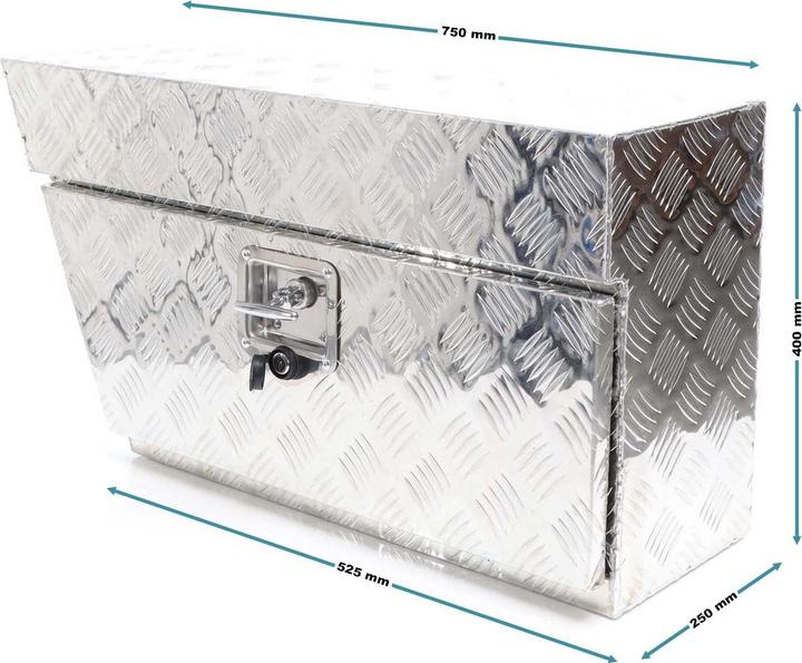 Produktbild XPOtool Aluminium Unterflurbox Links 75x25x40cm Deichselbox Staubox Staukasten