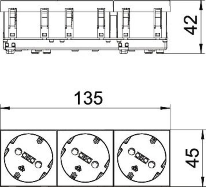 Produktbild OBO Bettermann STD-D3S ROR3 Steckdose 33° 3-fach Schutzkontakt 6120125
